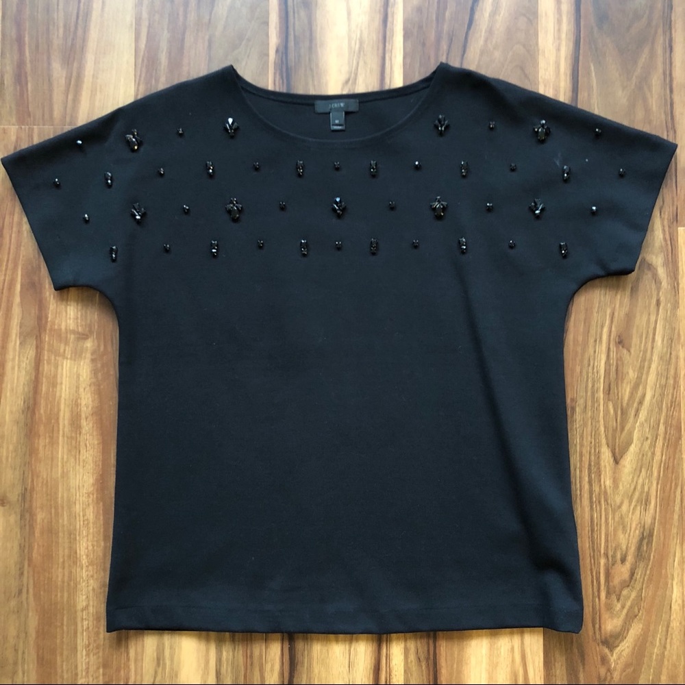 J. Crew Beaded Short Sleeve Top Blouse